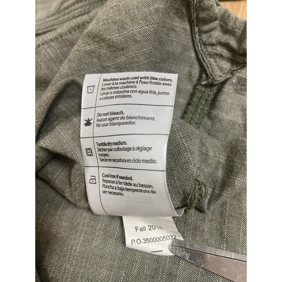 Carhartt Women's M 8/10 Olive Green Brushed 100% Cotton Button Down Shirt Fall - Picture 8 of 11